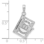 14K White Gold 3-D THE TEN COMMANDMENTS Book with Moveable Pages Pendant - Image 3