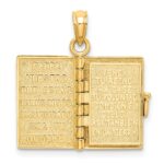 14K 3-D Moveable Santa Biblia Book Spanish Bible with Lords Prayer Charm - Image 5