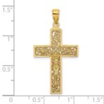 14K Textured Swirl Design Crucifix Charm - Image 3