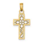 14K Cut-out Flower In Cross Charm - Image 4
