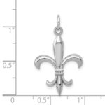 14k White Gold Hollow Fleur De Lis Charm - Image 4