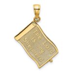 14K 3-D THE LORD IS MY SHEPHERD Book Psalm 23 with Moveable Pages Pendant