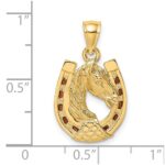 14K Brown Enameled Horse Head In Horseshoe Charm - Image 3