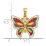 14K Multi-Color Enameled Beaded Wings Butterfly Charm - Image 3