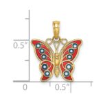 14K Red and Blue Enameled Filigree Butterfly Charm - Image 3