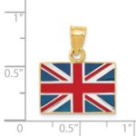 14K and White Rhodium Solid Enameled United Kingdom Flag Pendant - Image 4