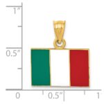 14k Solid Enameled Italy Flag Pendant - Image 3