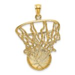 14K Swoosh Basketball and Net Pendant