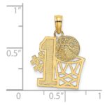 14K #1 Basketball with Hoop Charm - Image 3