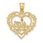 14K Polished MOM Dangle in Fancy Heart Pendant - Image 4