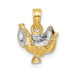 14k with White Rhodium Saddle Pendant