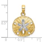 14K with White Rhodium Polished Sand Dollar Charm - Image 3