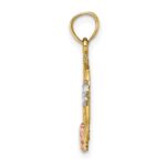 14k Two-tone with White Rhodium #1 MOM with Flower Charm - Image 2