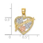 14k Two-tone with White Rhodium #1 GRANDMA In Heart Charm - Image 3
