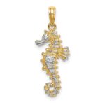 14K with White Rhodium 3-D Seahorse Charm - Image 4