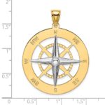 14k Two-tone Large Nautical Compass with White Needle Charm - Image 3