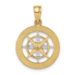 14K Nautical Compass with White Gold Needle Charm - Image 4