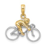14K Two-Tone 3-D Bicycle With Rider Charm - Image 4