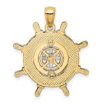 14K Two-tone Ships Wheel with Nautical Compass Charm - Image 4