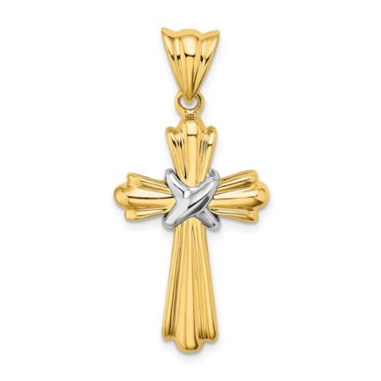 14K Two-Tone Polished -X- Center Design Cross Charm