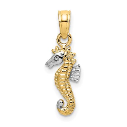 14K with White Rhodium Mini Seahorse Charm