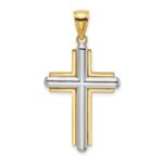 14K Two-tone Beveled Cross Charm