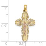 14k Two-Tone with Lace Trim Crucifix Charm - Image 3