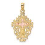 14k Two Tone with Lace Trim Crucifix Charm - Image 4