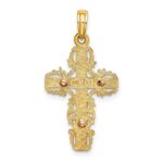 14K Two-Tone with Lace Trim Cross Charm - Image 4