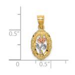 14K Two-tone with White Rhodium Rose In Oval Frame Charm - Image 3