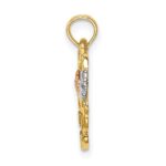 14k Two-tone with White Rhodium MOM Heart with Flowers Charm - Image 2