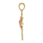 14k Two-tone Textured Finish Cross with Dove Charm - Image 2