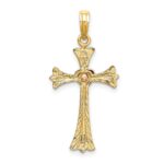 14k Two-Tone Textured Cross with Heart Charm - Image 4