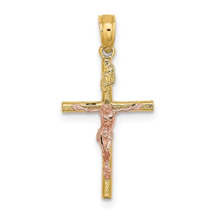 14k Two-Tone Cross Crucifix Charm