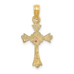 14k Two-Tone Cross with Flower Charm - Image 4