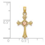 14k Two-Tone Cross with Heart Charm - Image 3