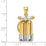 14K and White Rhodium 3-D Double Scuba Tanks with Air Hose Charm - Image 3
