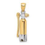 14K and White Rhodium 3-D Single Scuba Tank with Hose Charm