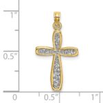 14k and White Rhodium Filigree Cross Charm - Image 3