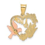 14k Two-tone and White Rhodium AMOR Heart with Doves Charm - Image 3
