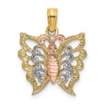 14k Two-Tone with White Rhodium Butterfly Cut-Out Charm