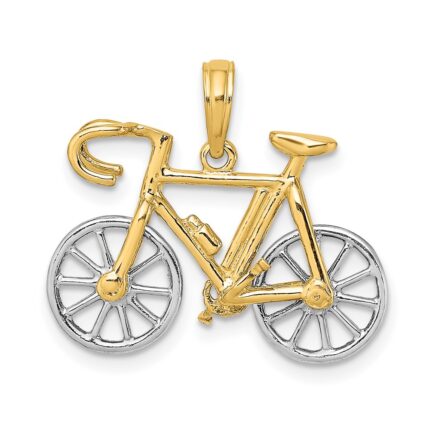 14k Two-tone 3-D Ten Speed Bicycle with Moveable Wheels Charm