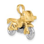 14k Two-tone 3-D Motorcycle with Moveable Wheels Pendant - Image 5