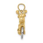 14k Two-tone 3-D Chopper Motorcycle with Moveable Wheels Charm - Image 2