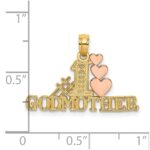 14K Two-tone Polished #1 GODMOTHER and Hearts Pendant - Image 3
