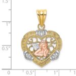 14K Two-tone with White Rhodium Angel In Heart Charm - Image 3
