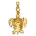 14K with White Rhodium Swimming Sea Turtle Charm - Image 4