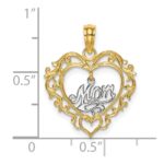 14k Two-tone MOM Inside Heart Charm - Image 3