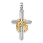 14K Two-Tone Cross with Drape Charm