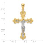 14k Two-Tone Textured Crucifix Charm - Image 3